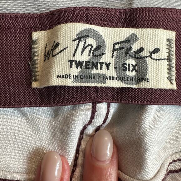 Free People We The Free Maroon/Peach Paisley Print, Low Cut, Flare Jeans NWT- 26 - Picture 3 of 11